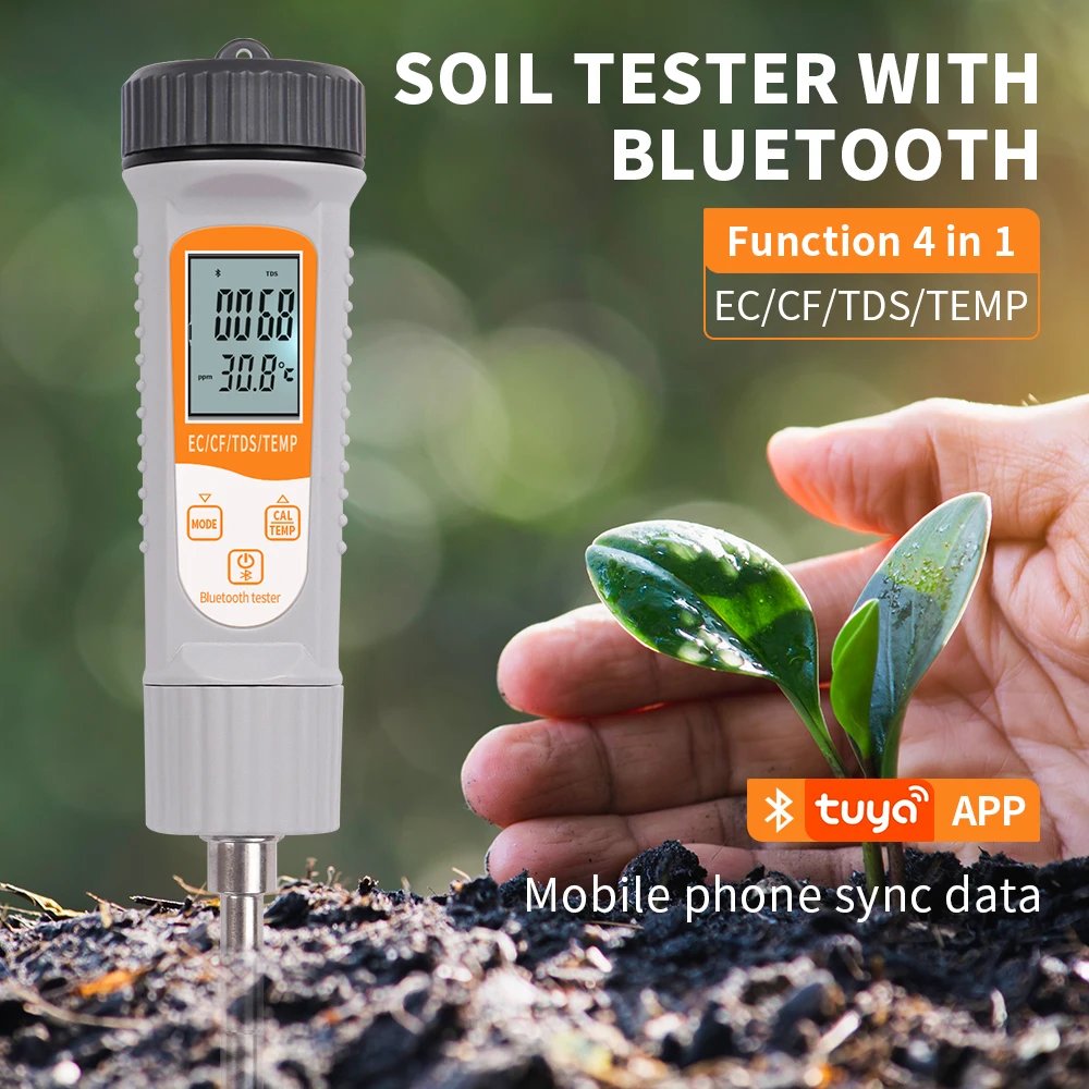 High Quality Multifunctional 4 in 1 Soil Detector High P recision TDS EC CF Temp Portable Blue tooth Soil Sensor Meter Tester