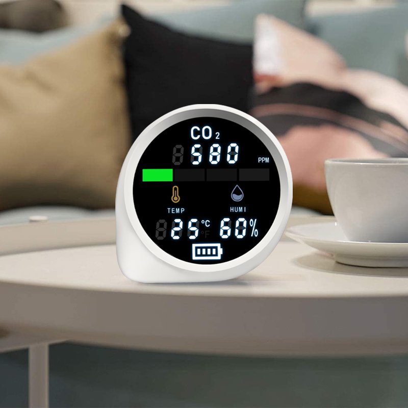 Safewill CO2 Detector Temperature and Humidity and Air Quality Monitor with Auto Alarm CO2 Monitor Gas Analyzer