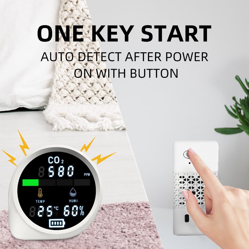 Safewill CO2 Detector Temperature and Humidity and Air Quality Monitor with Auto Alarm CO2 Monitor Gas Analyzer