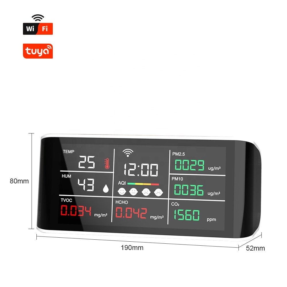 10 in 1 Multi-functional Air Quality Tester Tuya WiFi Real-time Monitoring Data Export Storage & Download