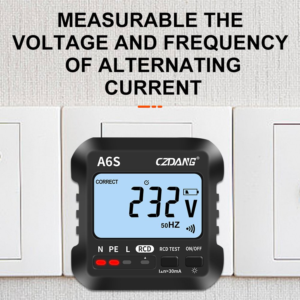 Detectable 7 Type Wiring Status Socket Plug Tester Detector Analyzer with 2.2" LCD Screen and Indicator Lamps Displaying