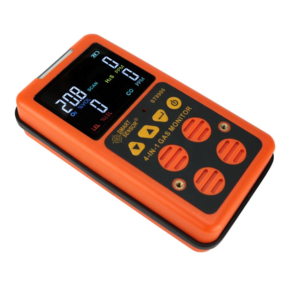 4 in 1 EU Digital Gas Detector O2 H2S CO LEL Handheld Mini Gas Analyzer Air Monitor Gas Leak Tester Carbon Monoxide Meter ST8900