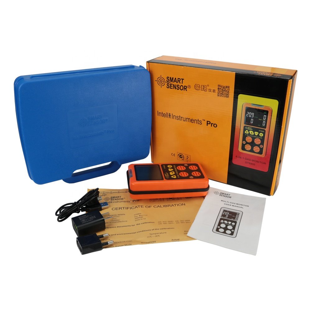 4 in 1 EU Digital Gas Detector O2 H2S CO LEL Handheld Mini Gas Analyzer Air Monitor Gas Leak Tester Carbon Monoxide Meter ST8900