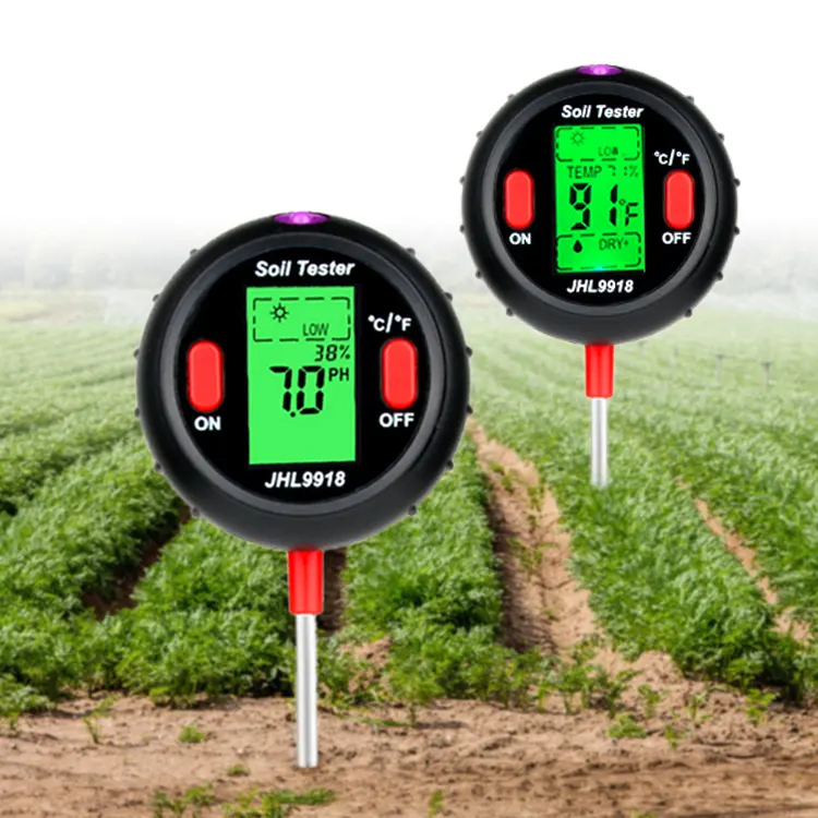 5 In 1 Digital Soil Ph Meter Moisture Monitor Temperature Sunlight Tester Sensor For Gardening Plants Farming With Lcd Display
