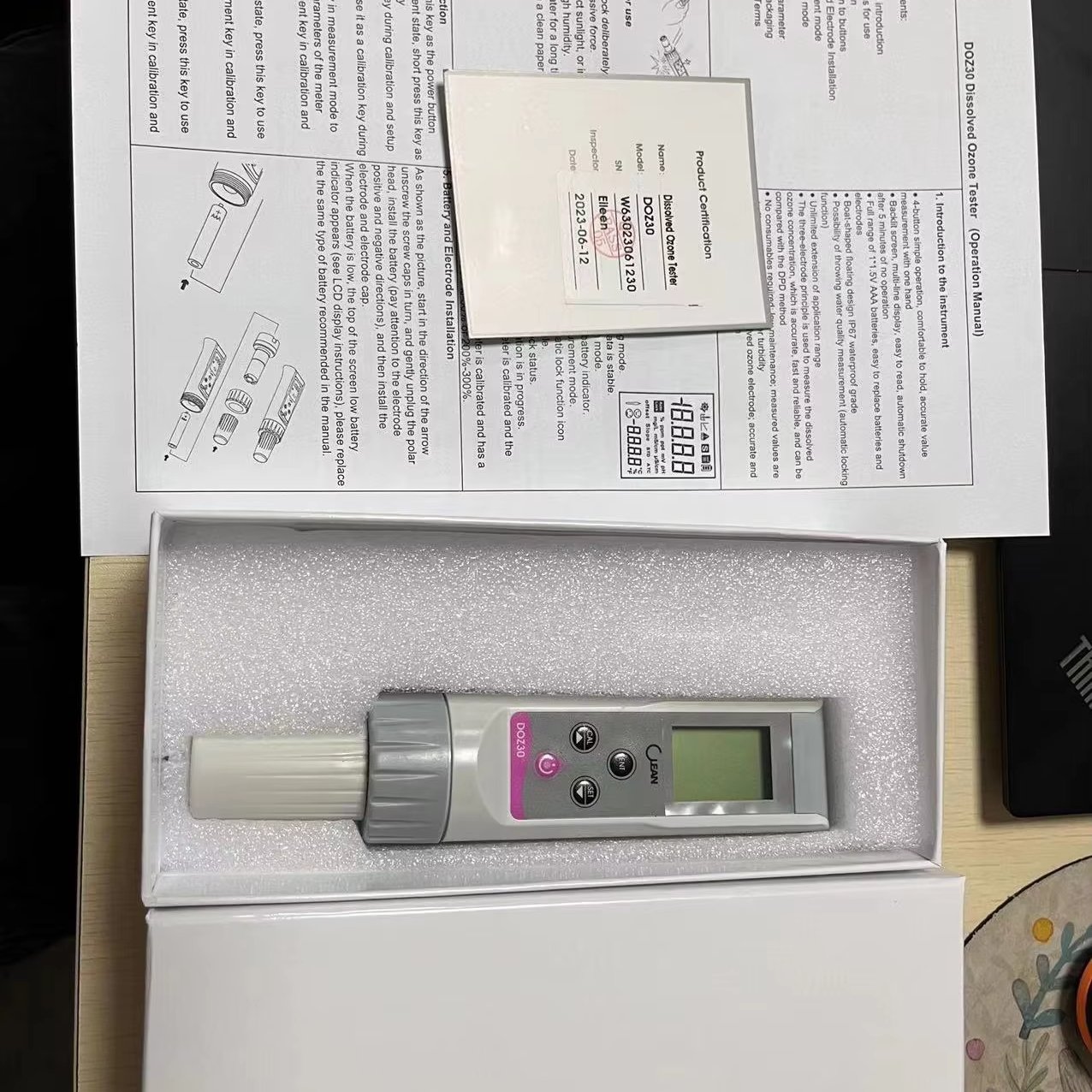 Portable Ozone Water Detector Intelligent Water Ozone Sensor Ozone Concentration Detection Pen