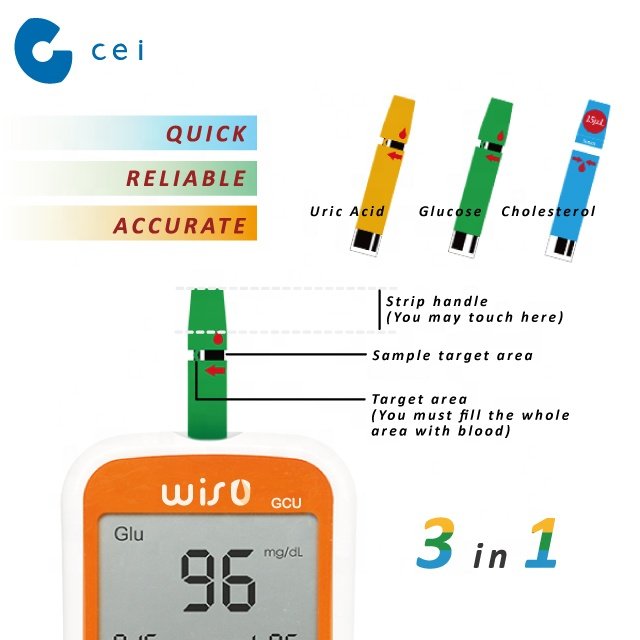 3 in 1 GCU Health Care PC Link Glucometer Portable Blood Testing Device