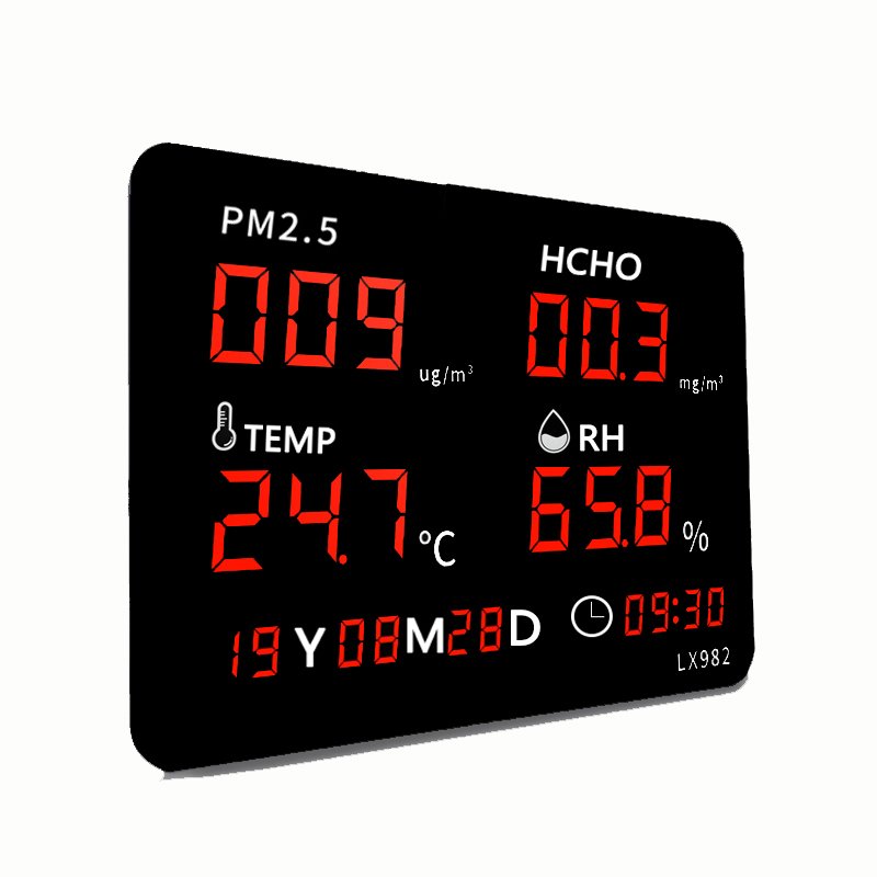 LED industrial household air quality detection and air humidity detection with temperature and time display LX982 clock wall