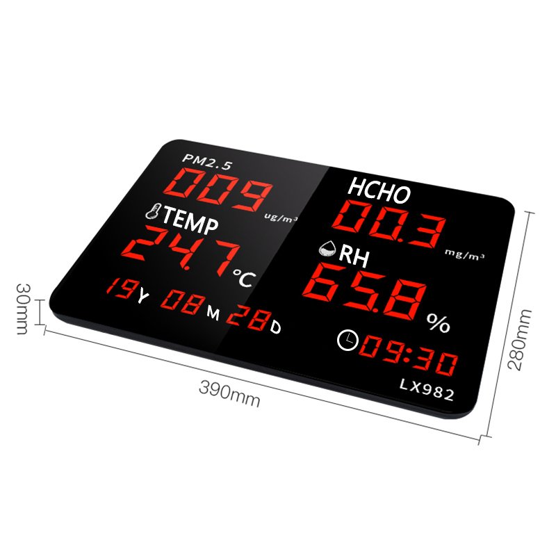 LED industrial household air quality detection and air humidity detection with temperature and time display LX982 clock wall