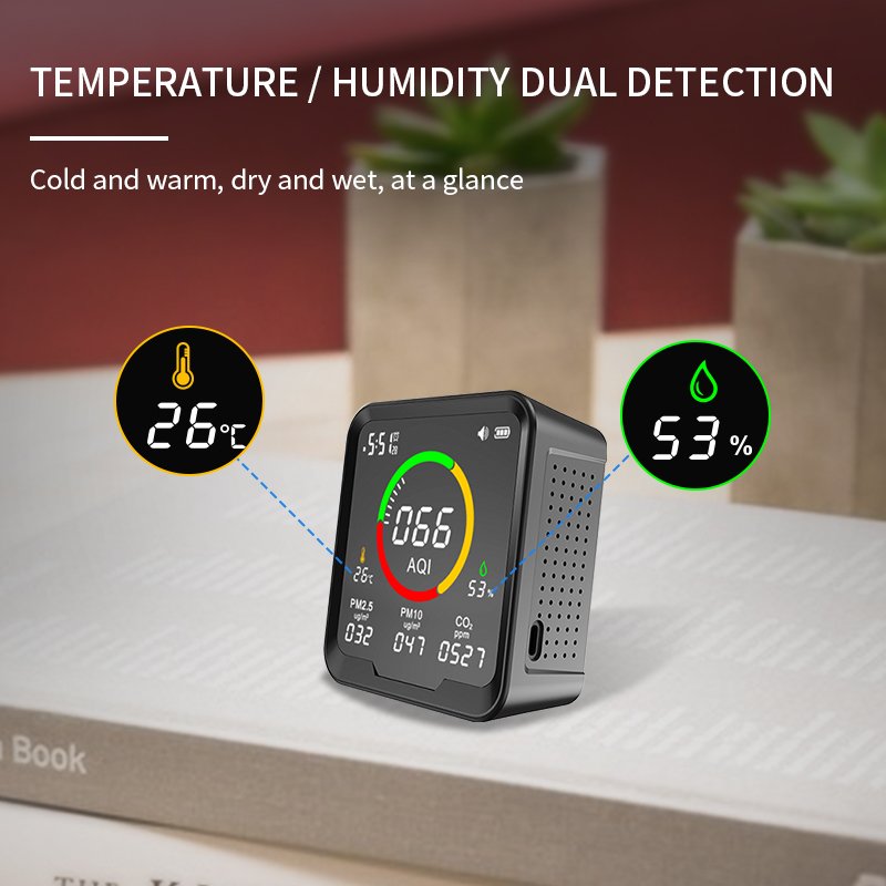 PTH-9A top-selling CO2 METER CO TESTER PM2.5 SENSOR PM10 MONITOR THERMO-HGRO METER AQI DETECTOR Seven in one version
