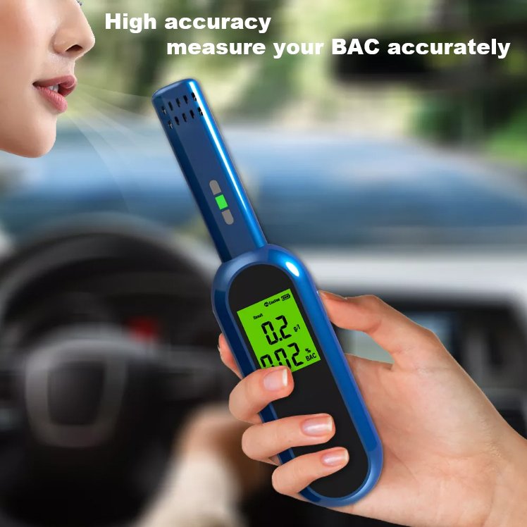 Precision ABS Electronic Air Blowing Alcohol Breath Tester High Sensitivity Detector Vehicle Use Breath Alcohol Tester Cable