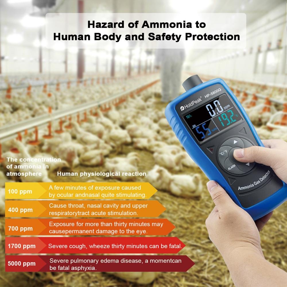 HOLDPEAK HP-5800G Ammonia Gas Detector Tester Monitor,Particle Detector Professional Meter for Industry,Decoration, Environment
