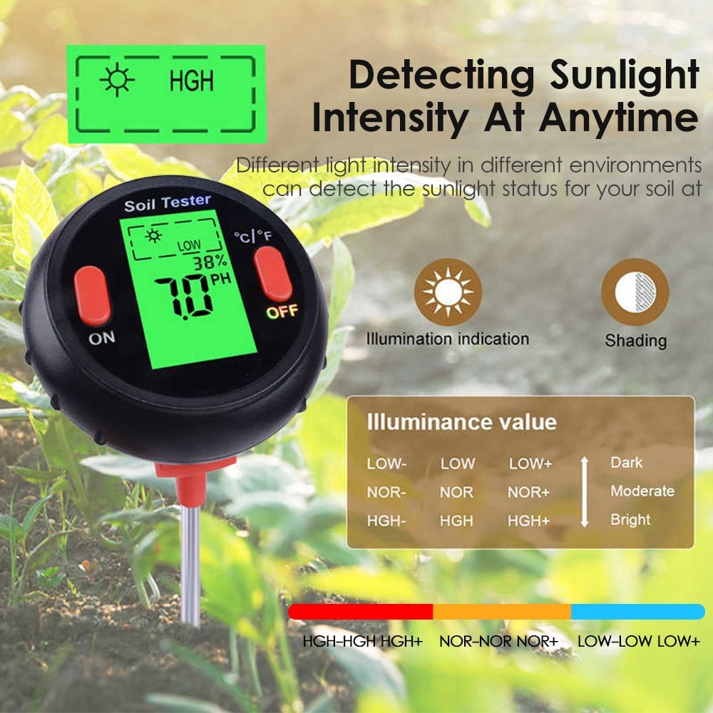 3/4/5 in 1 soil PH checker lighting humidity soil acidity Monitor temperature Detector moisture meter