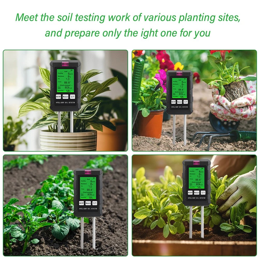 2024 New Arrival 6 in 1 Soil Fertility Meter PH Mositure Sunlight Humidity Fertility Soil Detector