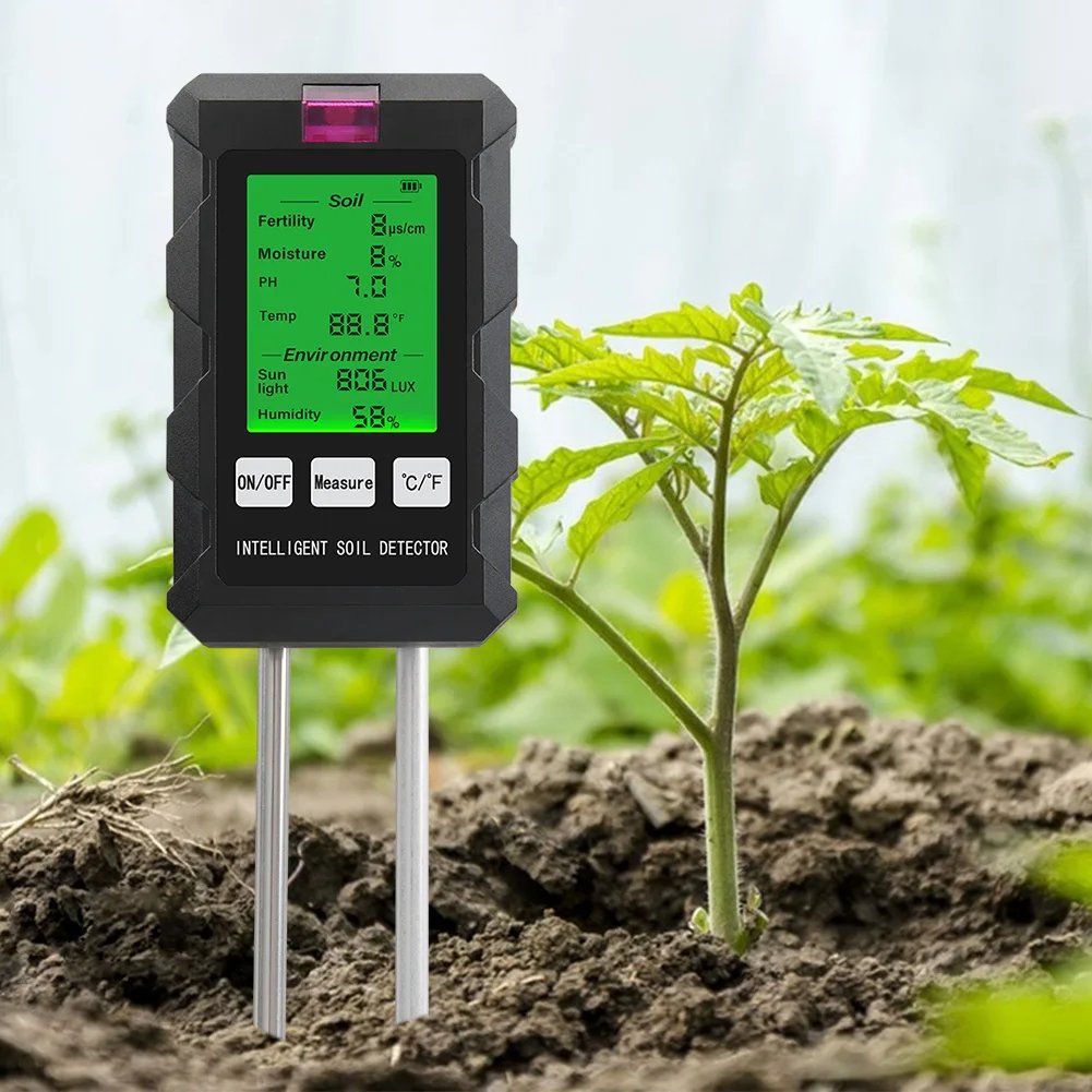 2024 New Arrival 6 in 1 Soil Fertility Meter PH Mositure Sunlight Humidity Fertility Soil Detector