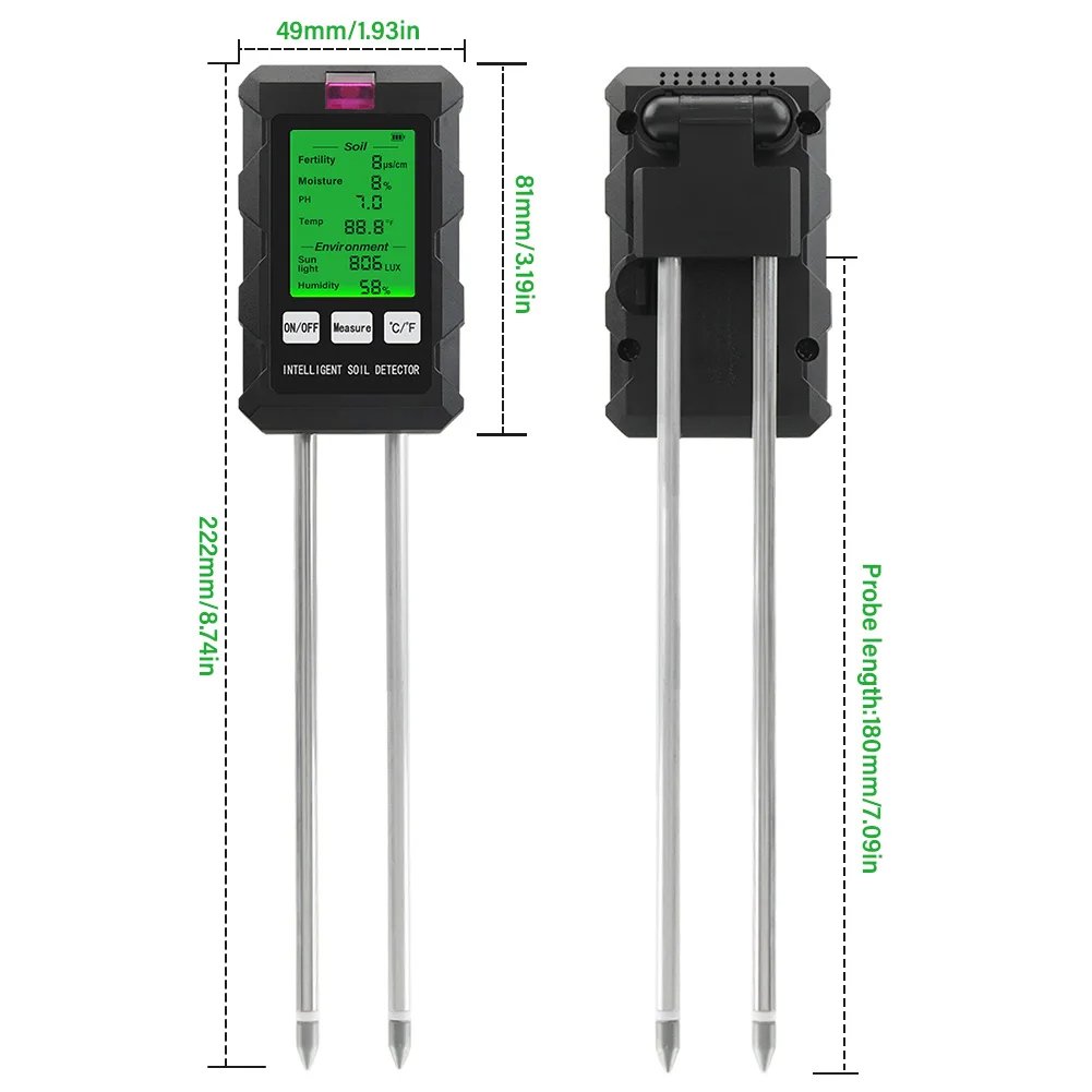 2024 New Arrival 6 in 1 Soil Fertility Meter PH Mositure Sunlight Humidity Fertility Soil Detector