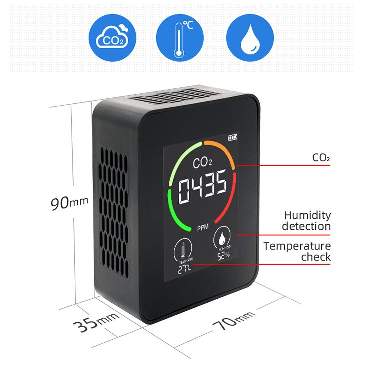 Infrared Sensor Alarm Gas Analyzers Monitoring Indoor Mini Carbon Dioxide Concentration Air Quality Monitor Portable CO2 Meter