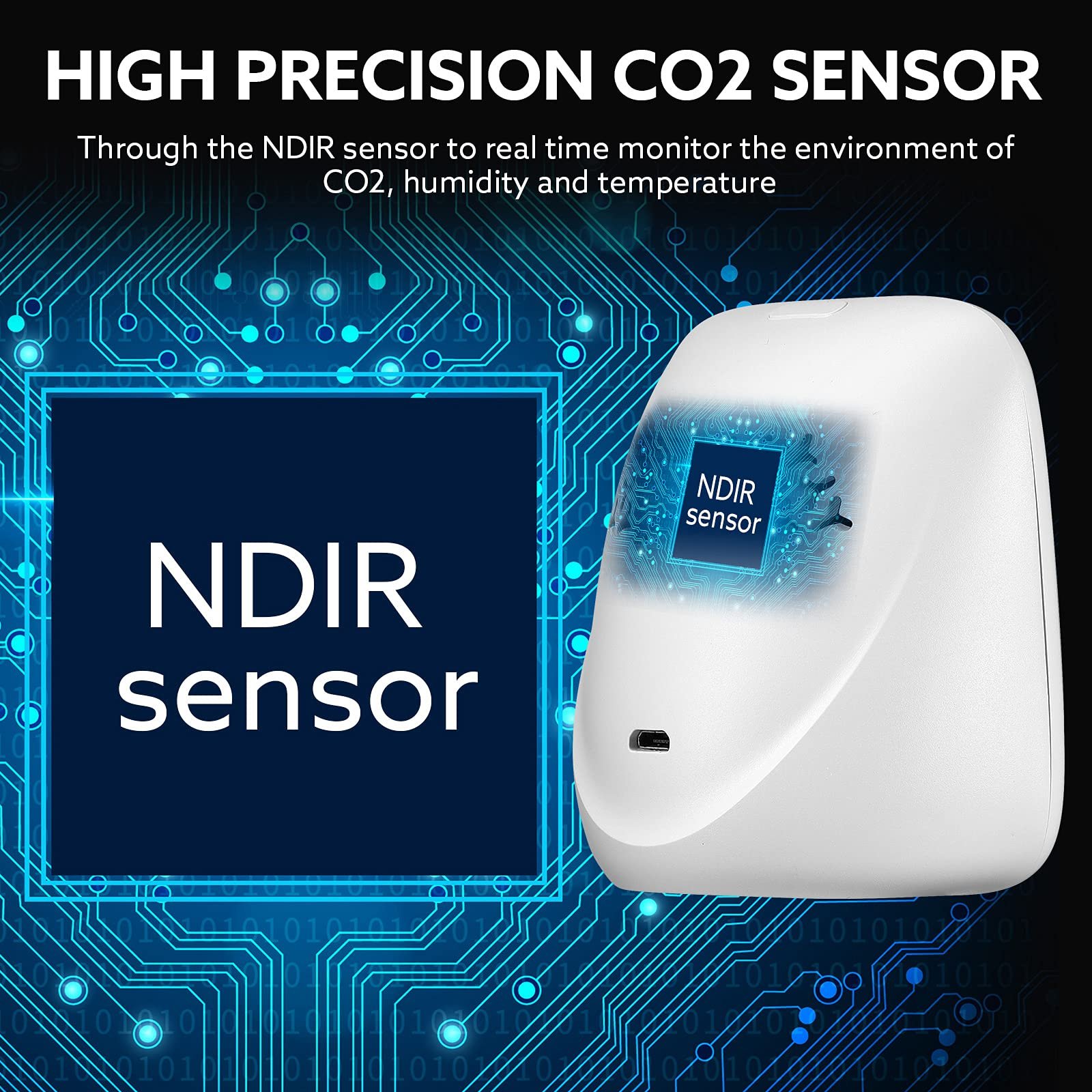 Indoor CO2 Meter CO2 Monitor for Home Temperature Carbon Dioxide Detector Air Quality Monitor NDIR Sensor 400~5000ppm Range