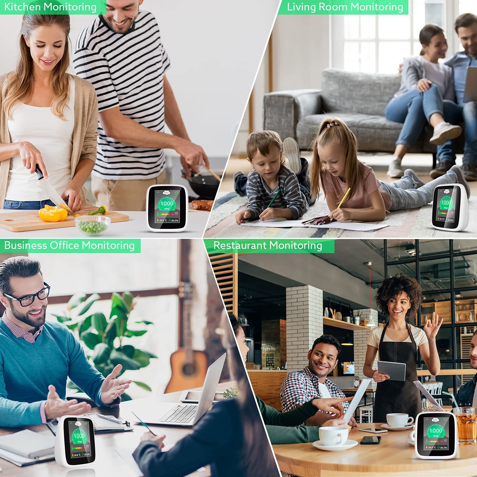 Indoor CO2 Meter CO2 Monitor for Home Temperature Carbon Dioxide Detector Air Quality Monitor NDIR Sensor 400~5000ppm Range
