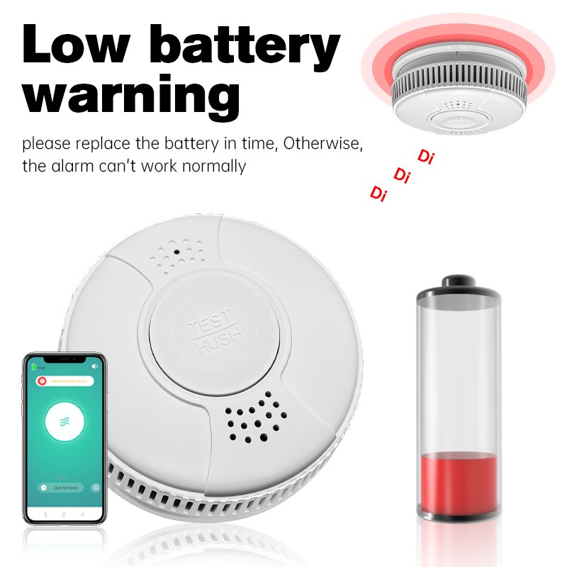Shenzhen Manufacturer Hotels Wireless Fire Security Smoke Alarm 85Db Tuya Wifi Fire Sensor Smart Smoke Alarm Detector