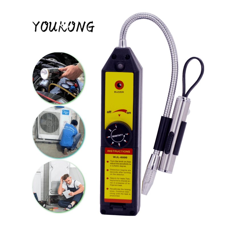 WJL-6000 Freon Leak Detector Halogen Refrigerant Gas Leakage Tester HVAC Air Condition R22 R410A R134A CFC