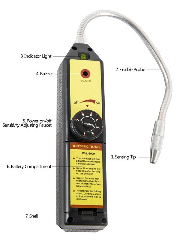 WJL-6000 Freon Leak Detector Halogen Refrigerant Gas Leakage Tester HVAC Air Condition R22 R410A R134A CFC