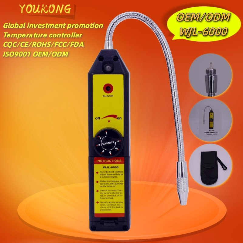 WJL-6000 Freon Leak Detector Halogen Refrigerant Gas Leakage Tester HVAC Air Condition R22 R410A R134A CFC