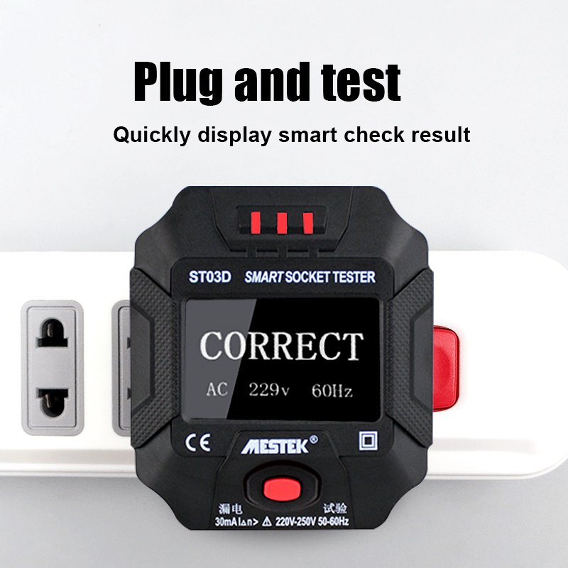 Digital Display Socket Detector Portable Circuit Polarity Voltage Tester Wall Plug Breaker Finder EU Socket Tester With RCD Test