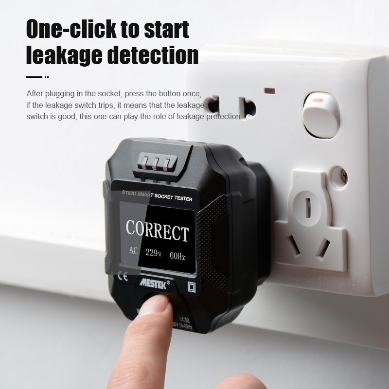 Digital Display Socket Detector Portable Circuit Polarity Voltage Tester Wall Plug Breaker Finder EU Socket Tester With RCD Test