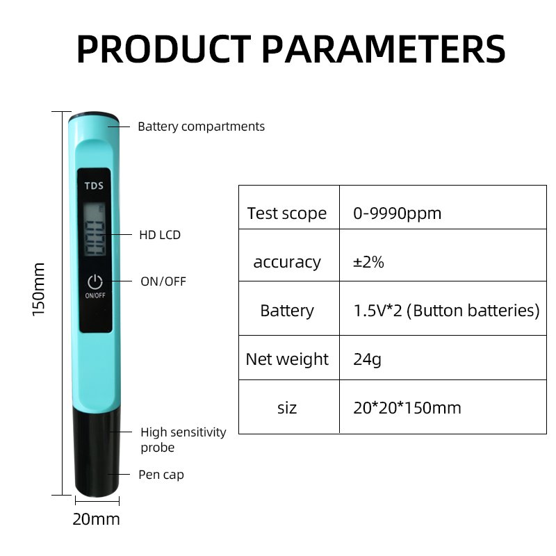 New Handheld Water TDS Meter PPM Tester Pen Patented Digital Water Quality Tester TDS Stick for Pure water machine