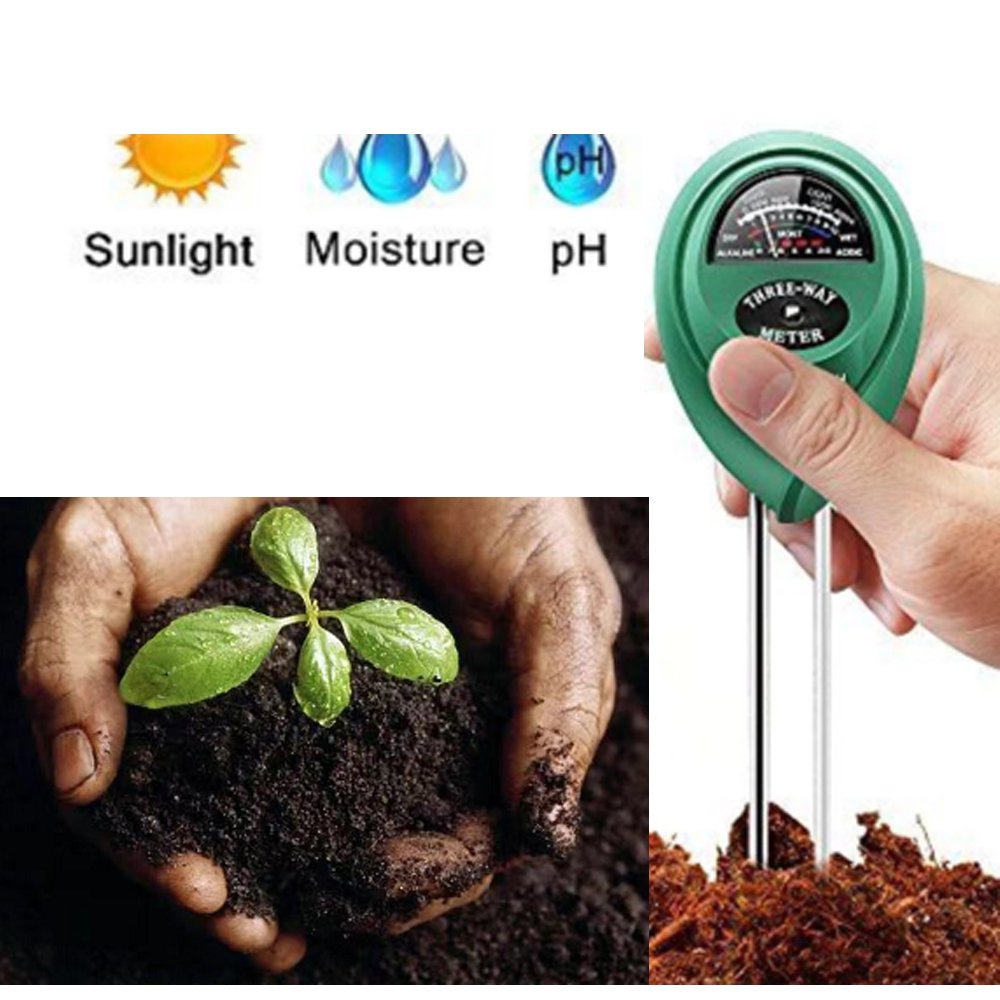 3 in 1 Soil PH Meter Sunlight PH Tester Garden Flowers Soil Moisture Sensor Meter Plants Acidity Humidity PH Monitor Detector