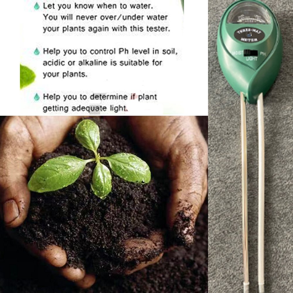 3 in 1 Soil PH Meter Sunlight PH Tester Garden Flowers Soil Moisture Sensor Meter Plants Acidity Humidity PH Monitor Detector