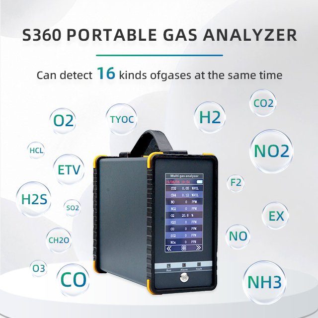Industrial and Chemical S360 Portable Gas Tester 15-hour Working Time for 16 Gases Oxygen Detector for Laboratory Use