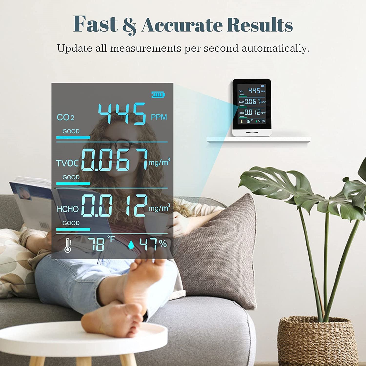 Wholesale Portable Air Quality Monitor Detect CO2 TVOC HCHO Temperature And Humidity Air Quality Tester