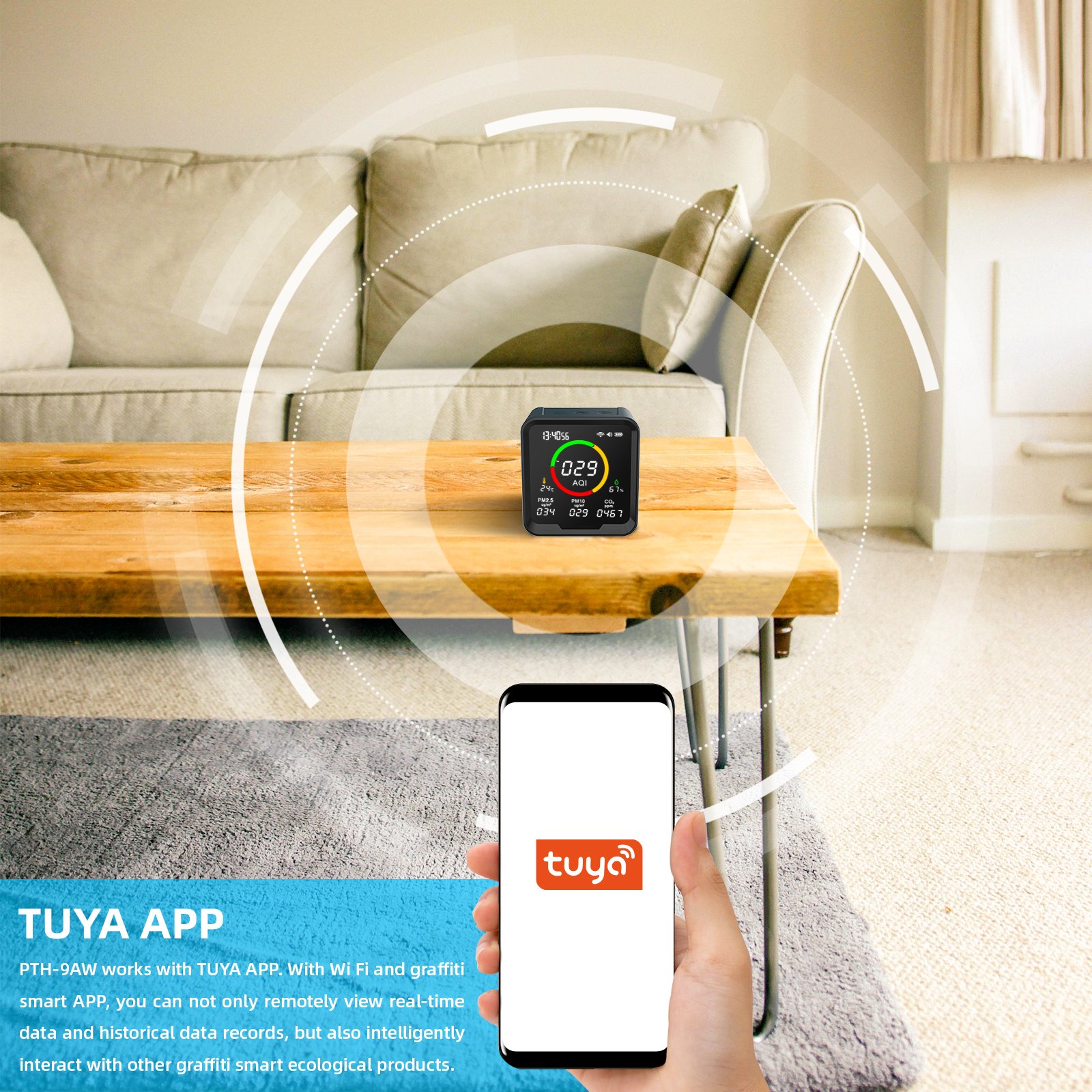 Newest Wifi Air Quality Monitor Carbon Dioxide Detector PM2.5 PM10 AQI meter Air Quality Sensor