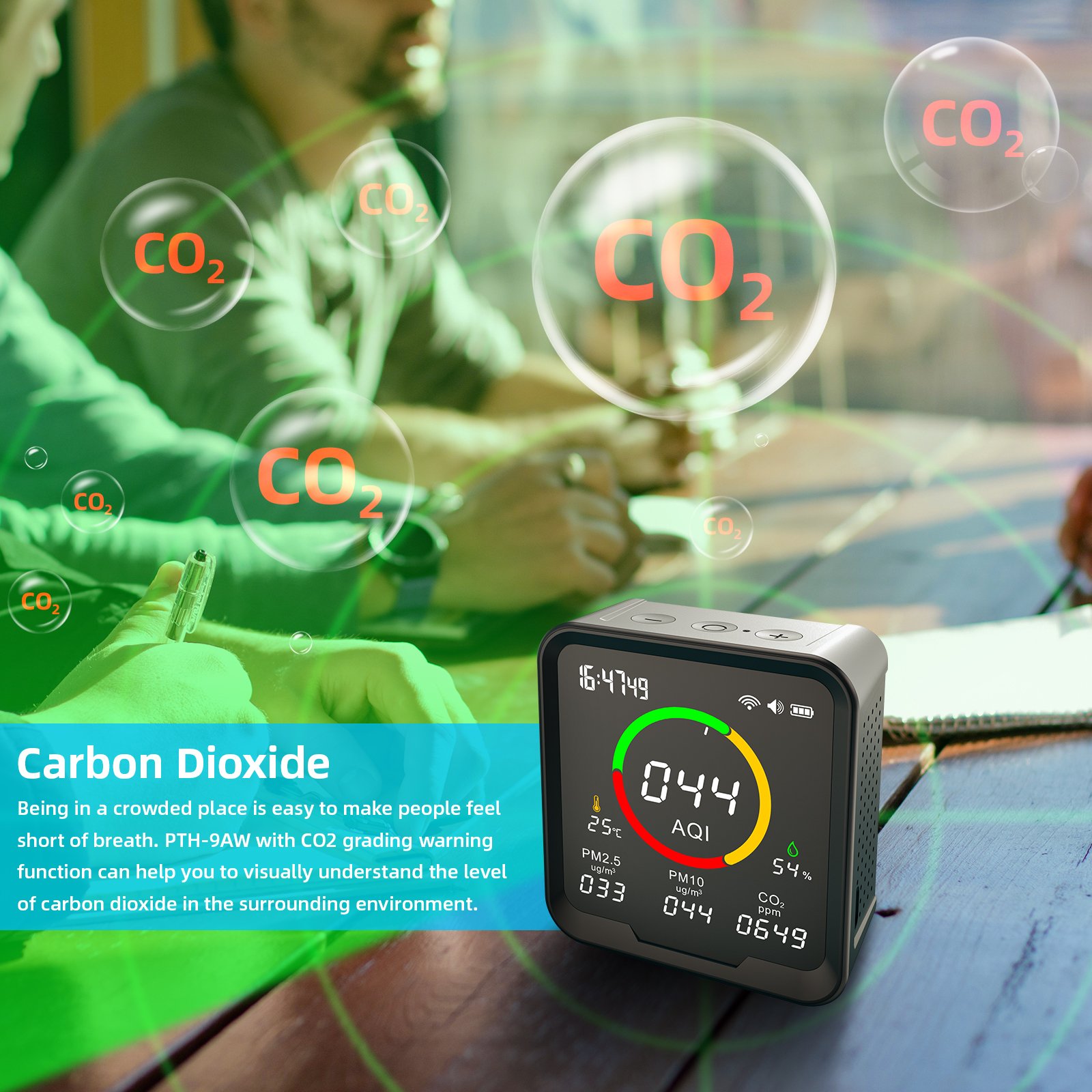 Newest Wifi Air Quality Monitor Carbon Dioxide Detector PM2.5 PM10 AQI meter Air Quality Sensor