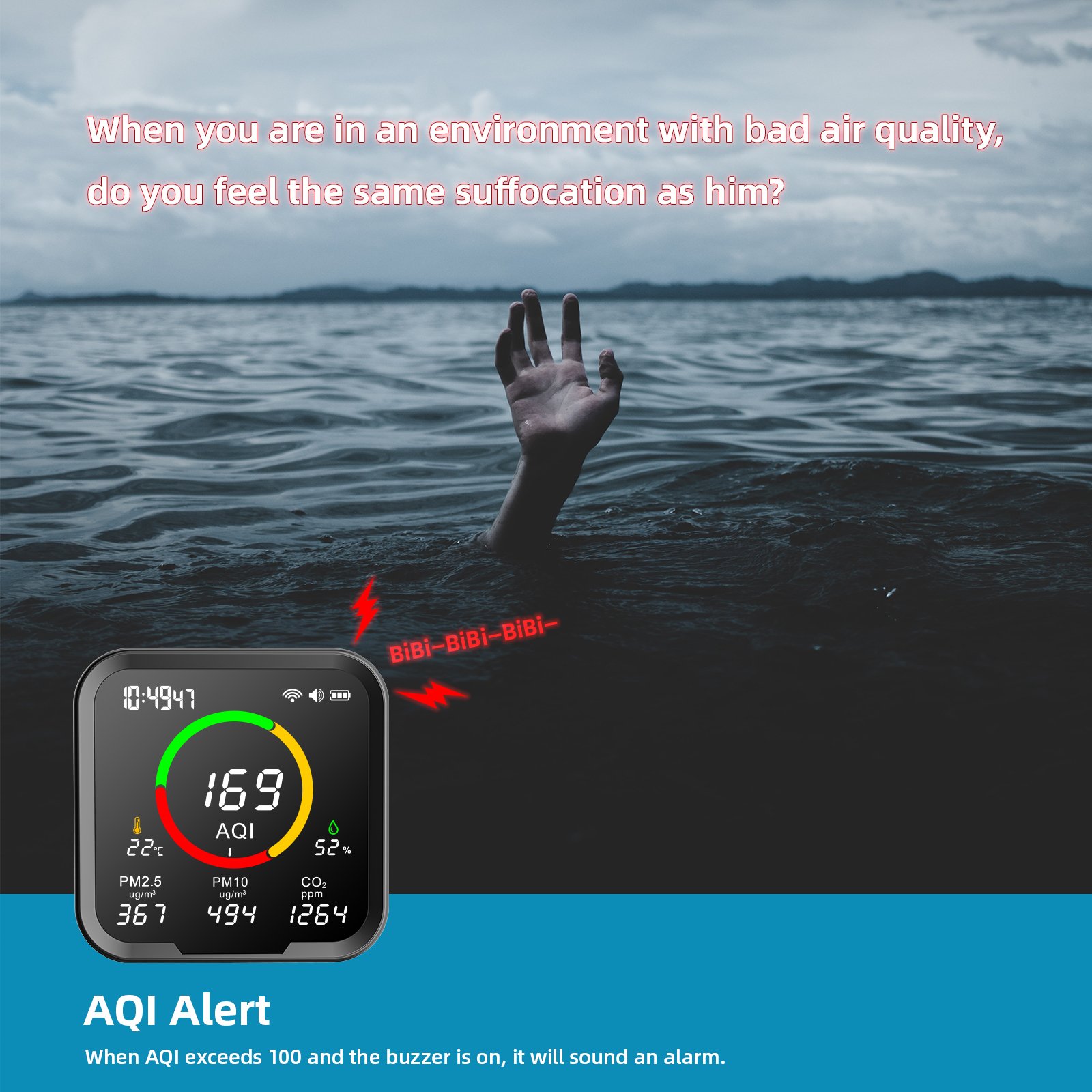 Newest Wifi Air Quality Monitor Carbon Dioxide Detector PM2.5 PM10 AQI meter Air Quality Sensor