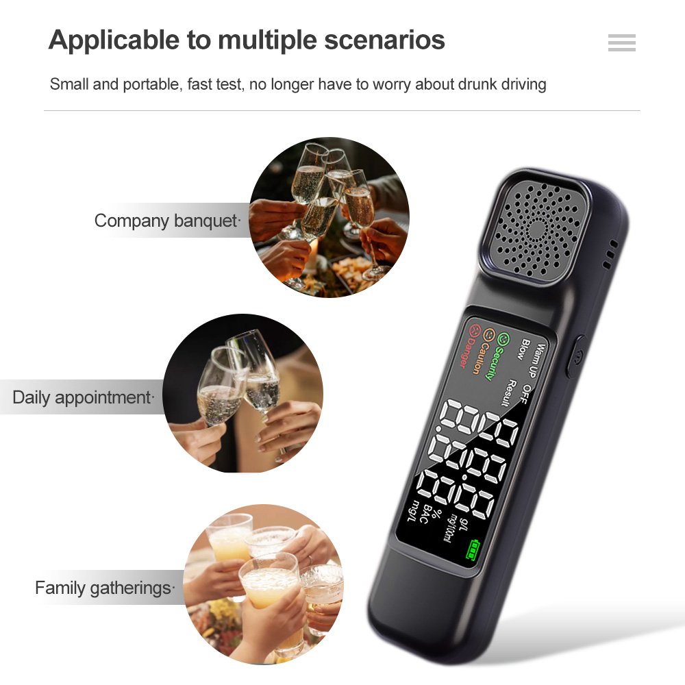 Digital Alcohol Detector High Capacity Portable Breath Alcohol Tester Alcoholtester Breathalyzer