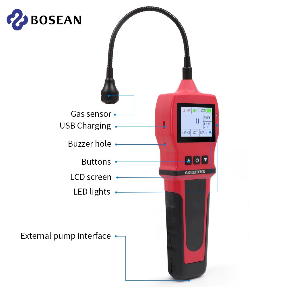 high sensitive Portable gas leak detector Handheld gas leak detector with gooseneck