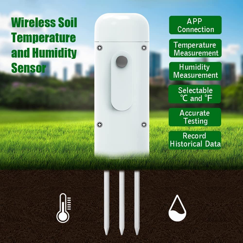 Zigbee Garden Soil Moisture & Temperature Meter Sensor-Outdoor Waterproof Plant Humidity Tester Compatible with Tuya Smart APP