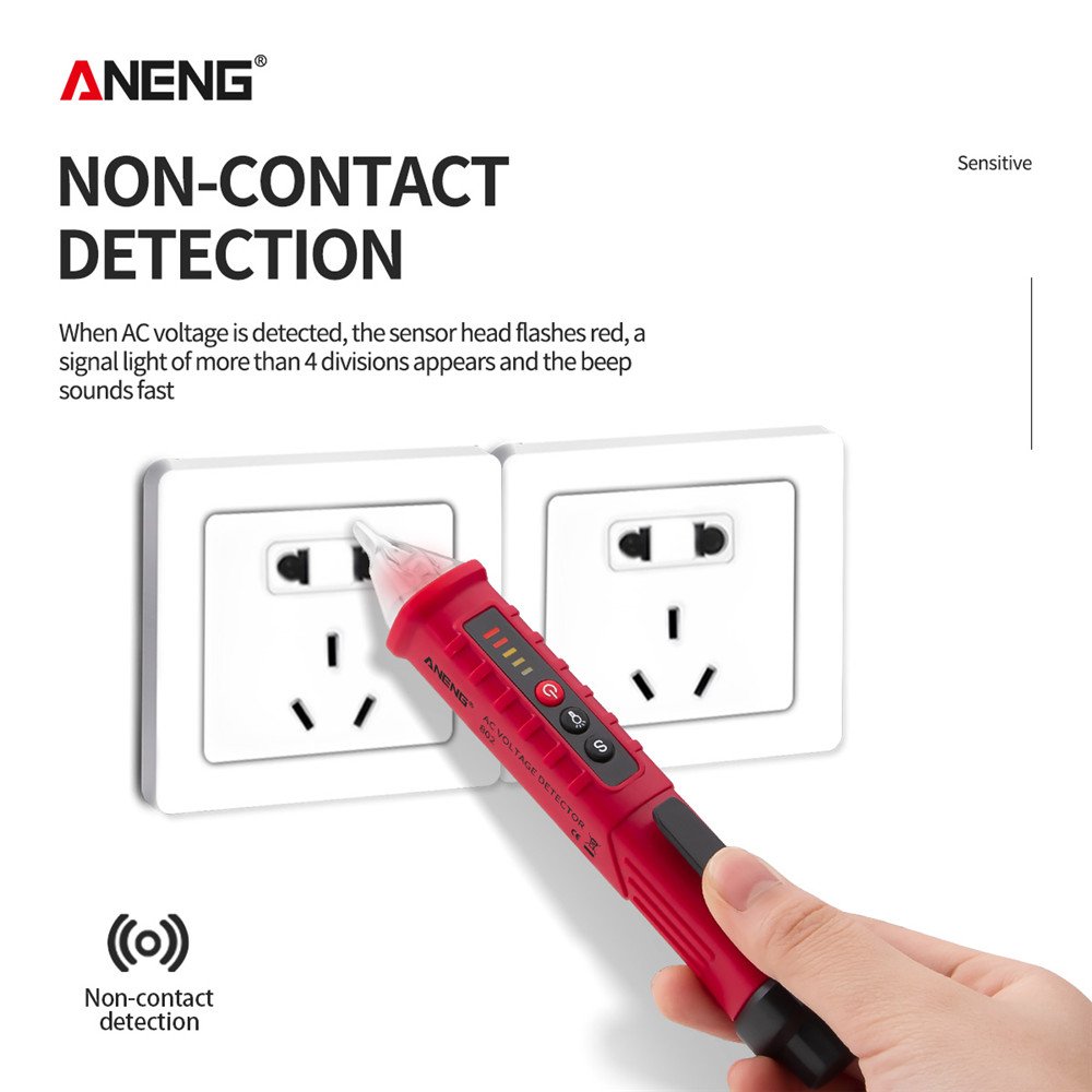 Non-contact AC Voltage Detector Meter 12V-1000v Pen Electric Indicator LED Outlet Voltage Dectetor Sensor Wit Tester