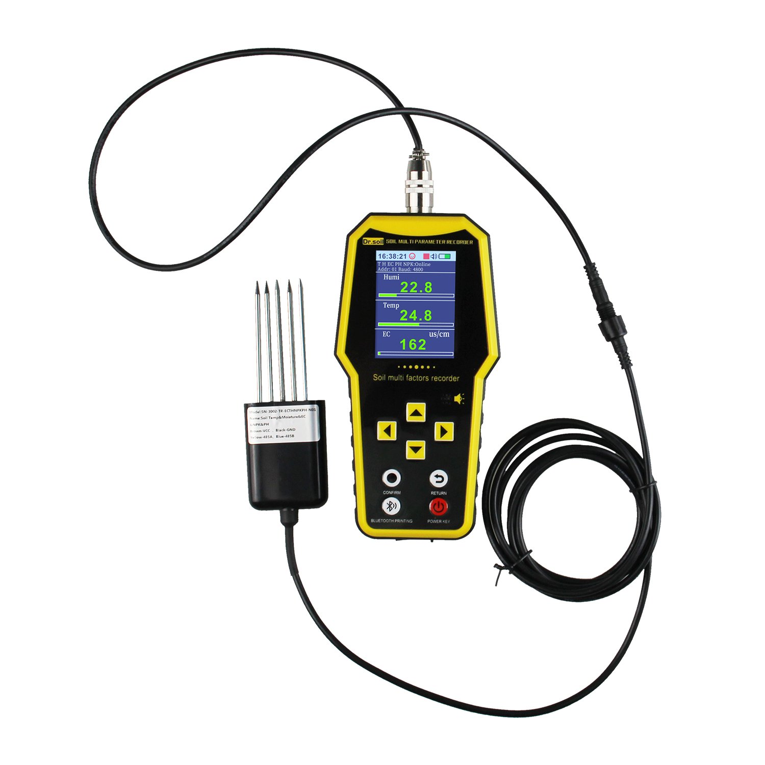 7 in 1 Portable Soil Moisture Sensor Detector Ph Value Tester, pH, Temperature, Humidity, Salt Content, EC