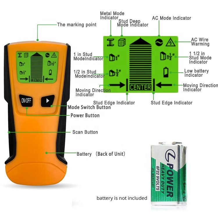 China 5-in-1 Electronic Wall Scanner Detecting For Wood, Metal, Stud And Voltage Stud Center Finder