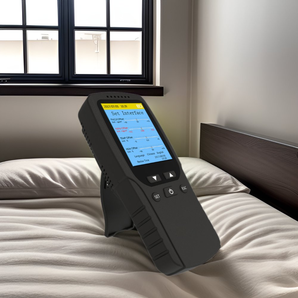 Latest Handheld Gas Pollution Meter PM2.5 Formaldehyde TVOC Tester Air Quality Monitor Detector with Laser for Car