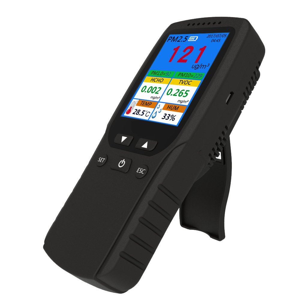 Latest Handheld Gas Pollution Meter PM2.5 Formaldehyde TVOC Tester Air Quality Monitor Detector with Laser for Car