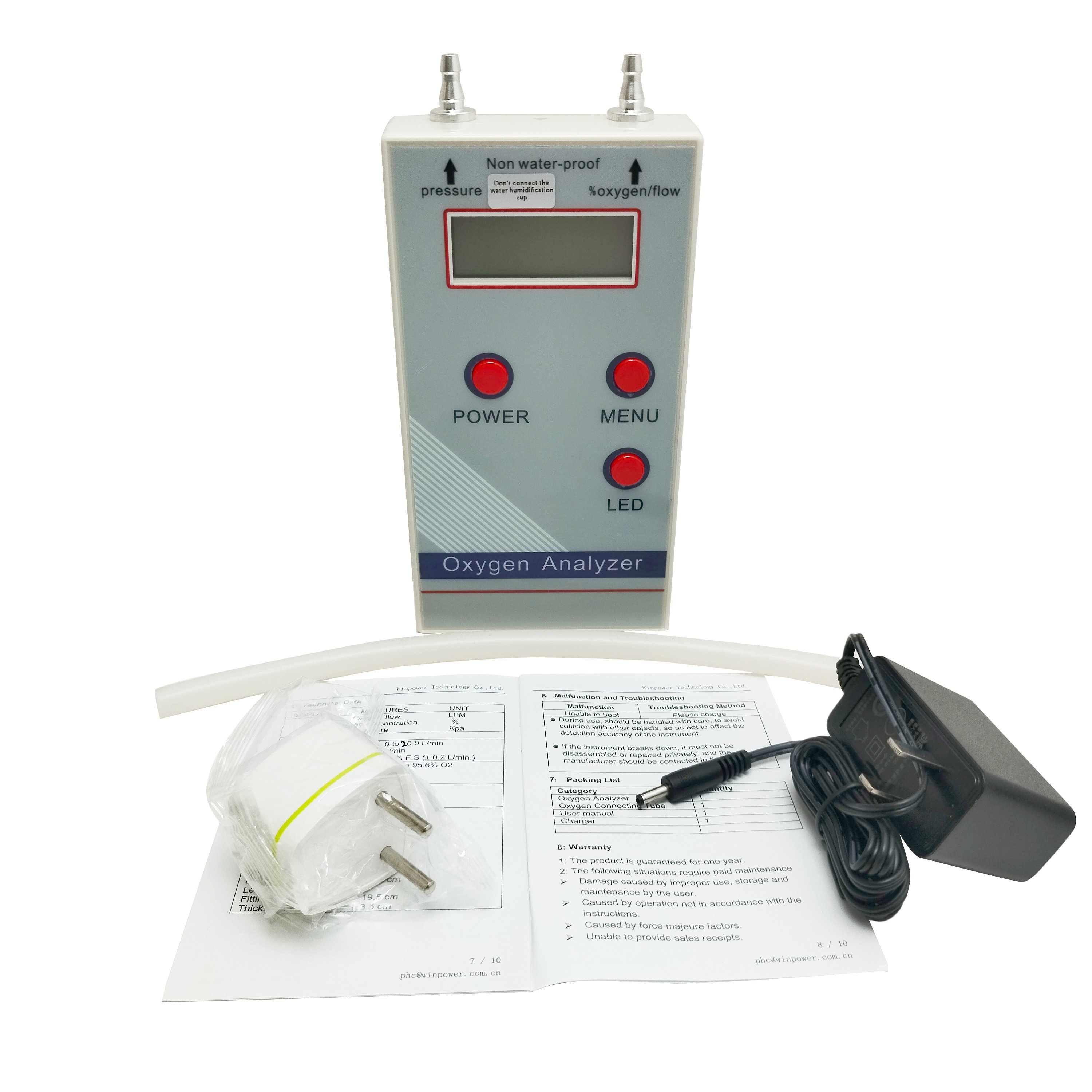 RP-01 Rechargeable Meter Portable O2 Purity Concentration Sensor Gas Flow And Pressure Test Detector Ultrasonic Oxygen Analyzer