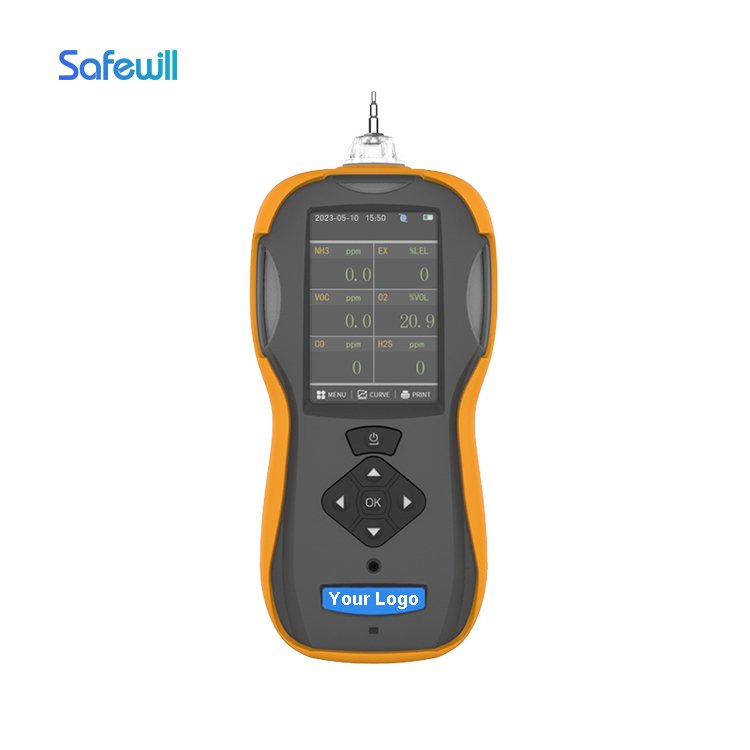 Safewill Analyzer Portable Multi Gas Detector CO/CO2/O2/H2S/VOC/CH4 6-in-1 Nitrogen Tester