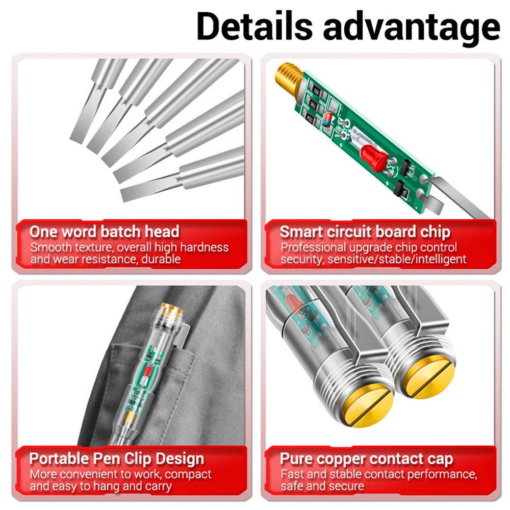 B12 Voltage Detector Test Pen Induced Electric Screwdriver Probe Zero Live Wire Detection Sensor Household Tester