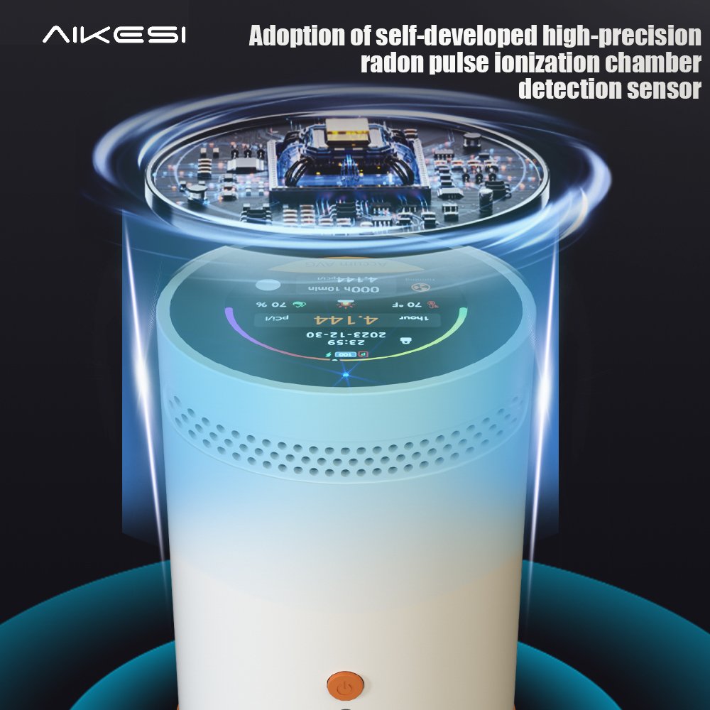 AIKESI RM-75 Pulsed Ion Chamber Alarm Sensor Radon Detector For Home Use with Resolution Hd Capacitive Touch Screen