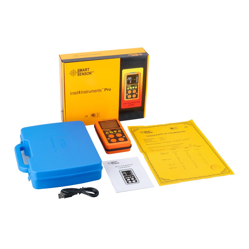 4 in 1 EU Digital Gas Detector O2 H2S CO LEL Handheld Mini Gas Analyzer Air Monitor Gas Leak Tester Carbon Monoxide Meter ST8900