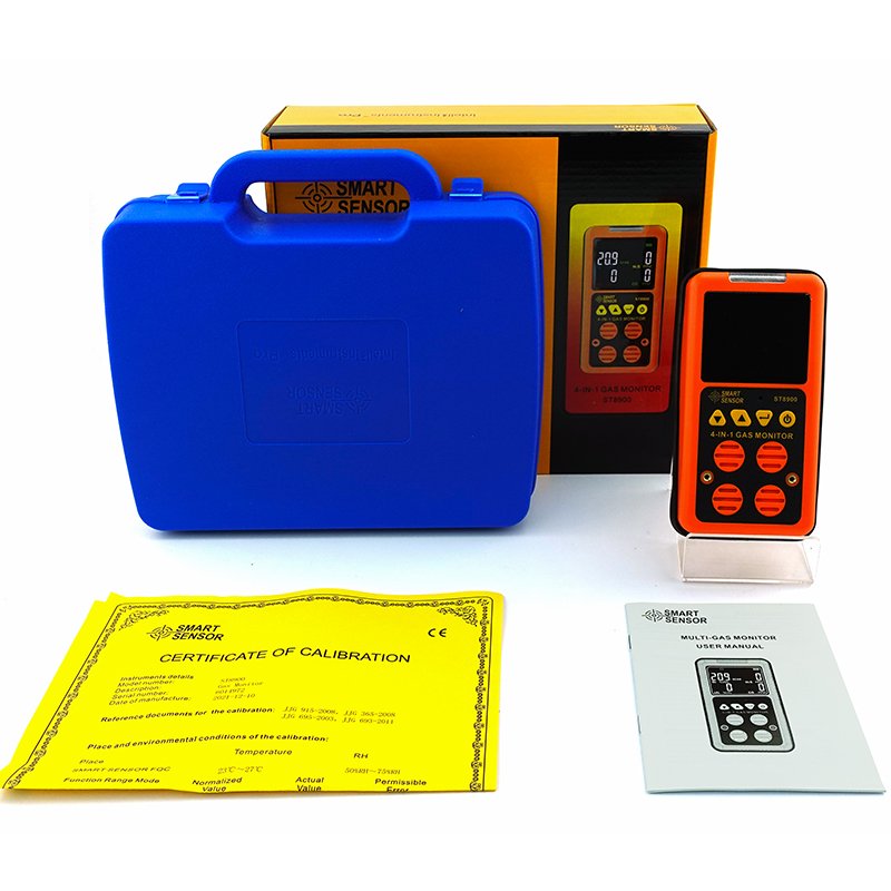Smart Sensor ST8900 - Portable 4in1 Multi Gas Monitor O2 H2S CO LEL Gas Detector with STEL/TWA